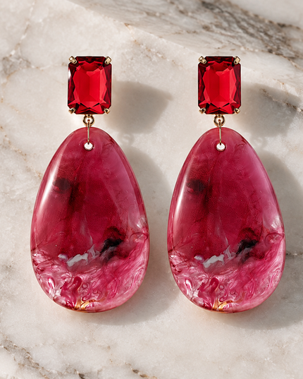 Berry Stone Crystal Drop Earrings