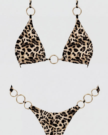 Brown Leopard Leopard Ring Bikini Set