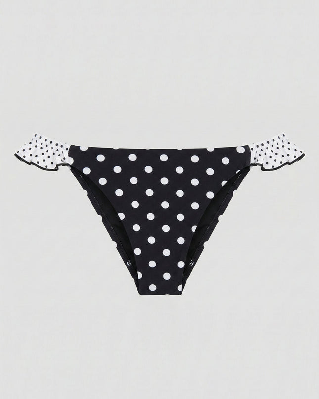 Black Ruffle Polka Dot Bikini Set