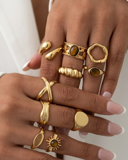 Gold Luxe 10 Piece Ring Set