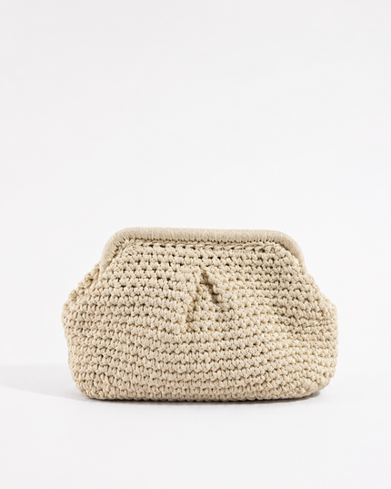 Ivory Crochet Knit Pouch Bag