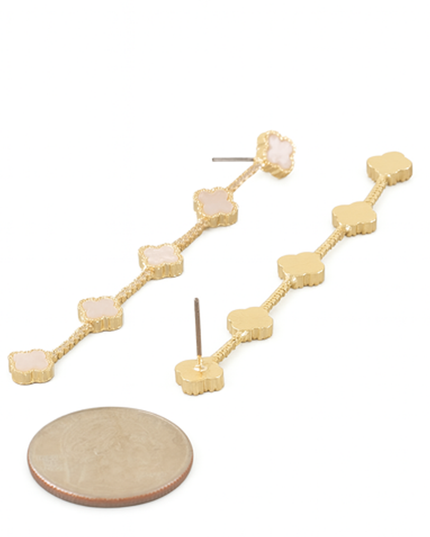 Ivory Clover Charm Drop Earrings
