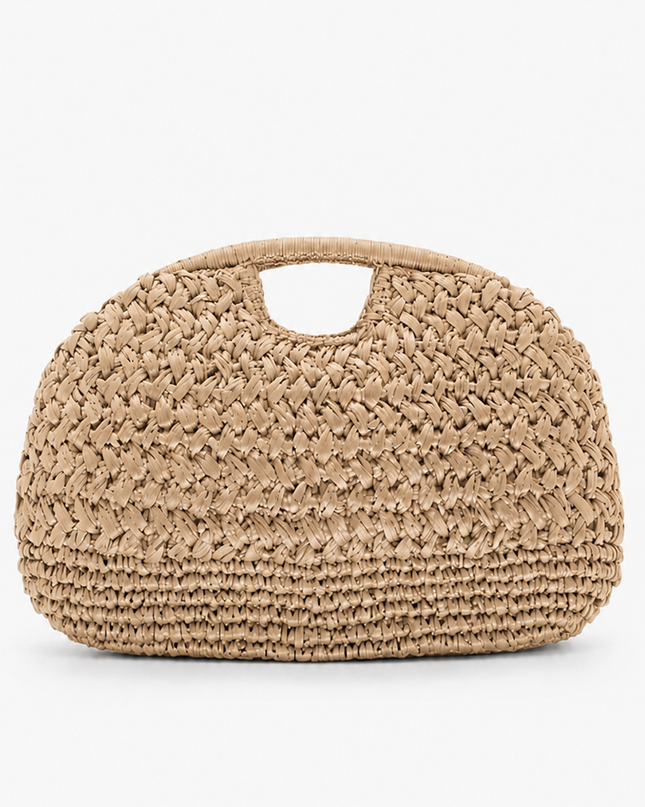 Beige Woven Clutch Bag