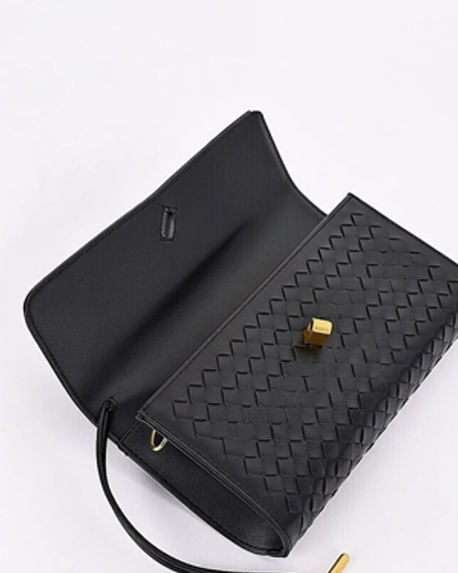 Black Woven Clutch Handbag