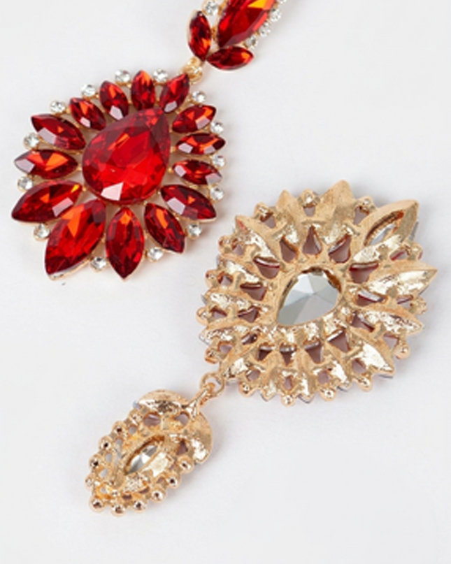 Red Ada Rhinestone Earrings