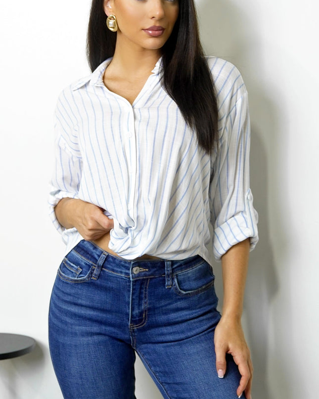 Chambray Blue Twist Stripe Shirt
