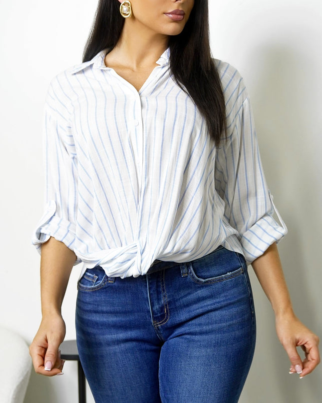 Chambray Blue Twist Stripe Shirt