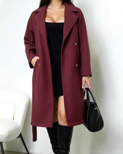 Burgundy Belvra Classic Trench