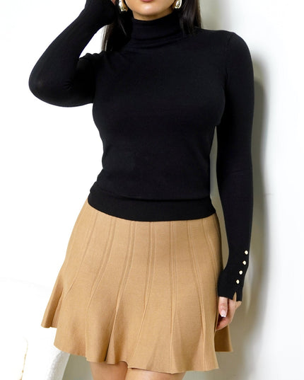 Beige Pleated Mini Skirt