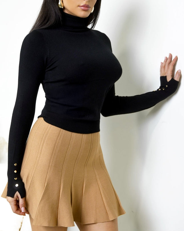 Beige Pleated Mini Skirt