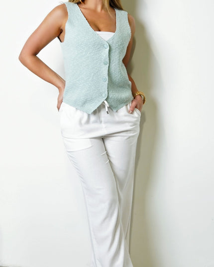 White Linen Straight Leg Pants