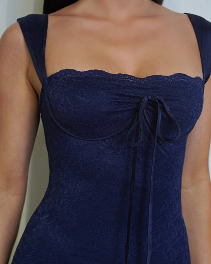 Navy Blue Lace Maxi Dress