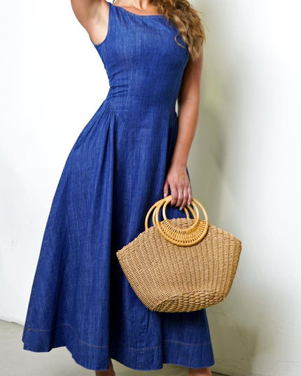 Blue Denim Maxi Dress