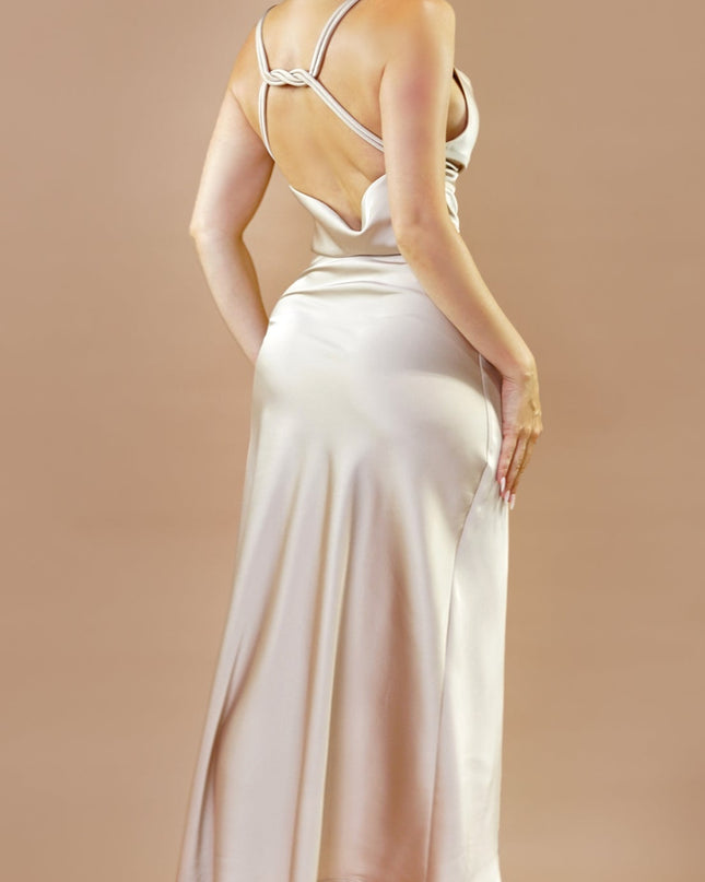 Cream Satin Maxi Dress
