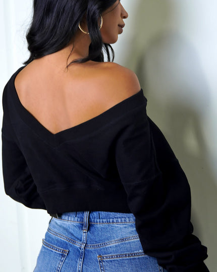 Black Off Shoulder Sweater