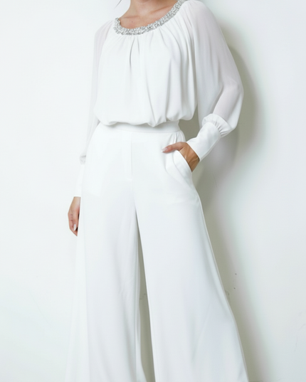 White Beaded Sheer Blouse