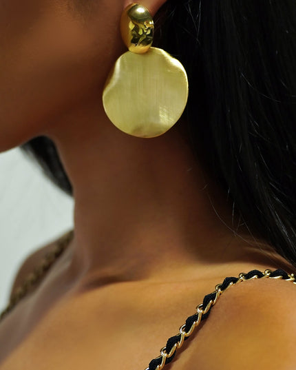 Gold 14K Gold Brushed Dangle Earrings