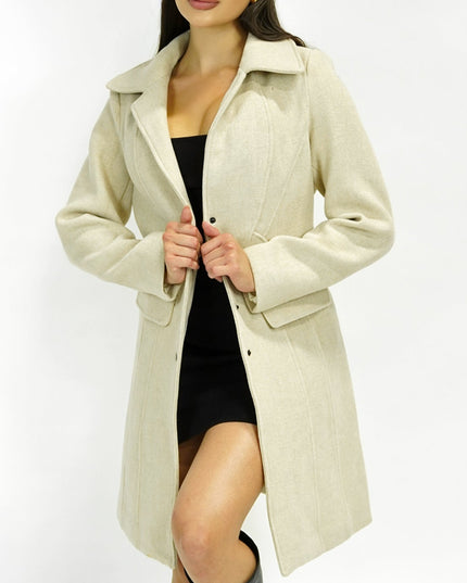 Cream Tailored Front Button Peacoat