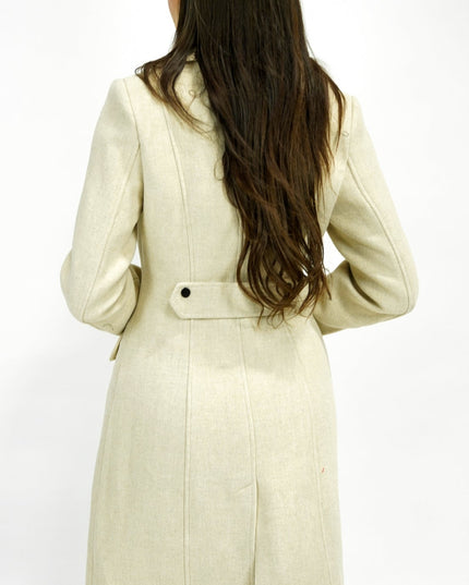Cream Tailored Front Button Peacoat