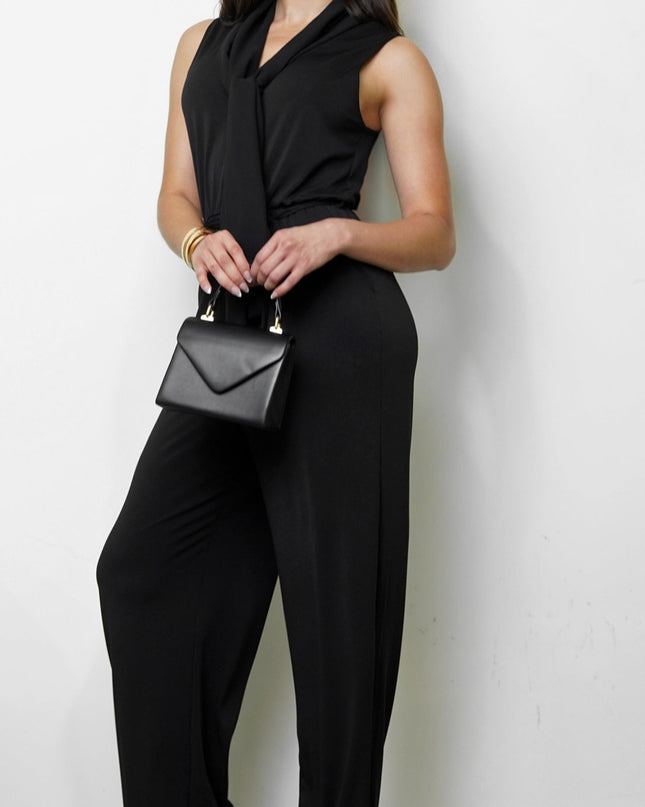 Black Front Tie Jumpsuit