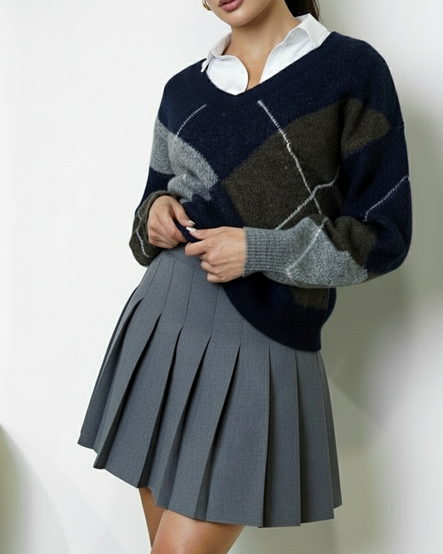 Gray Presley Pleated Skirt