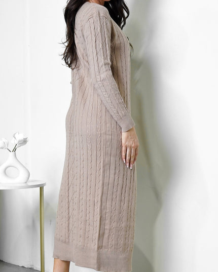 Beige Midi Dress Set