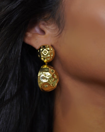 Gold Layered Hammered Round Earrings