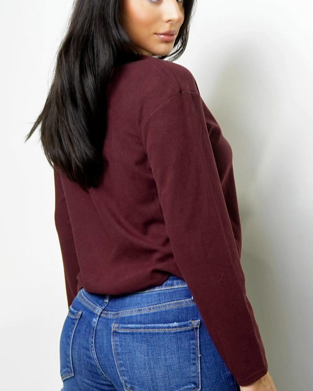 Burgundy Soft Knit Long Sleeve Top