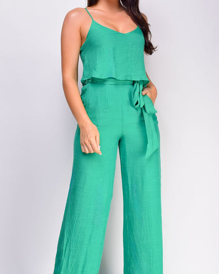 Green Cami Layered Jumpsuit