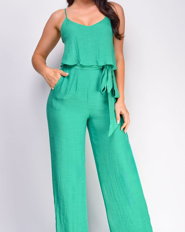 Green Cami Layered Jumpsuit