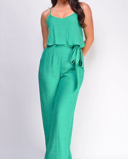 Green Cami Layered Jumpsuit