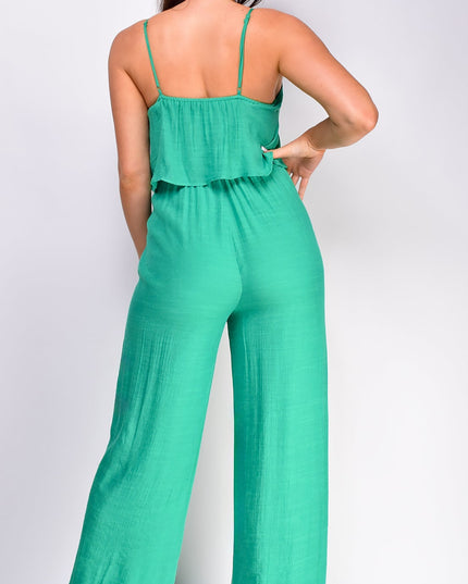 Green Cami Layered Jumpsuit
