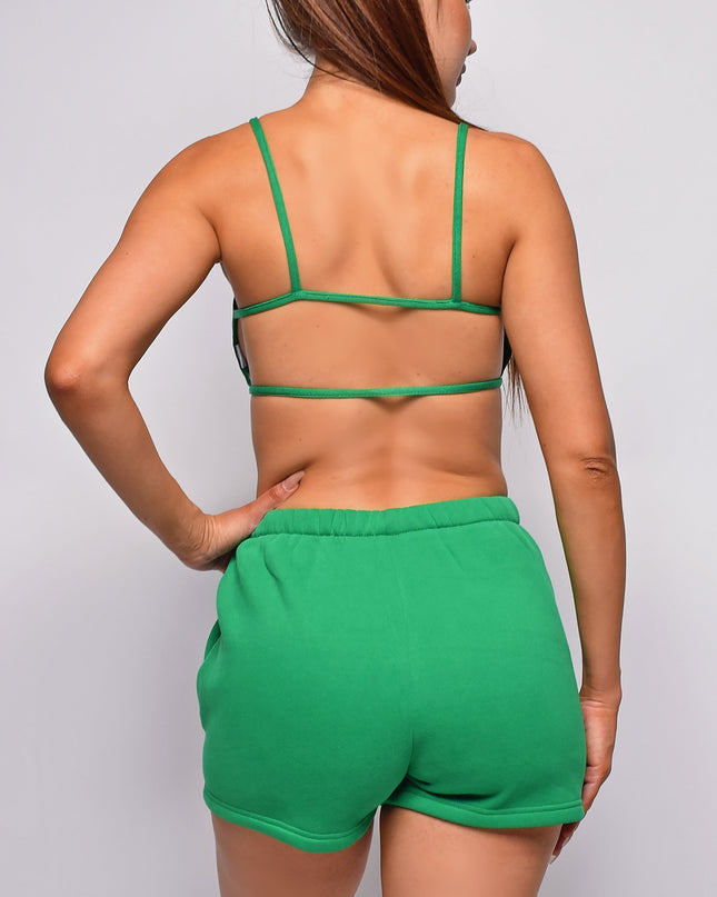 Essential Green Shorts & Crop Top Lounge Set