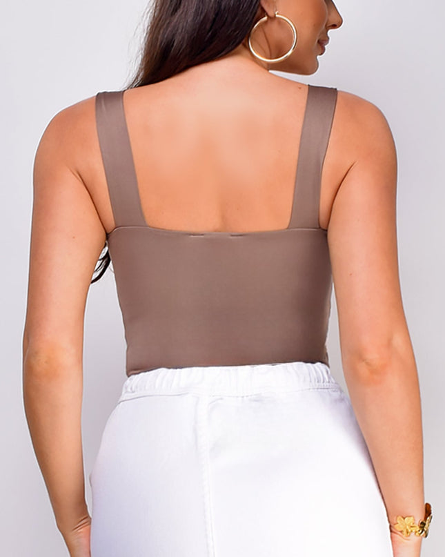 Beige Square Neck Top