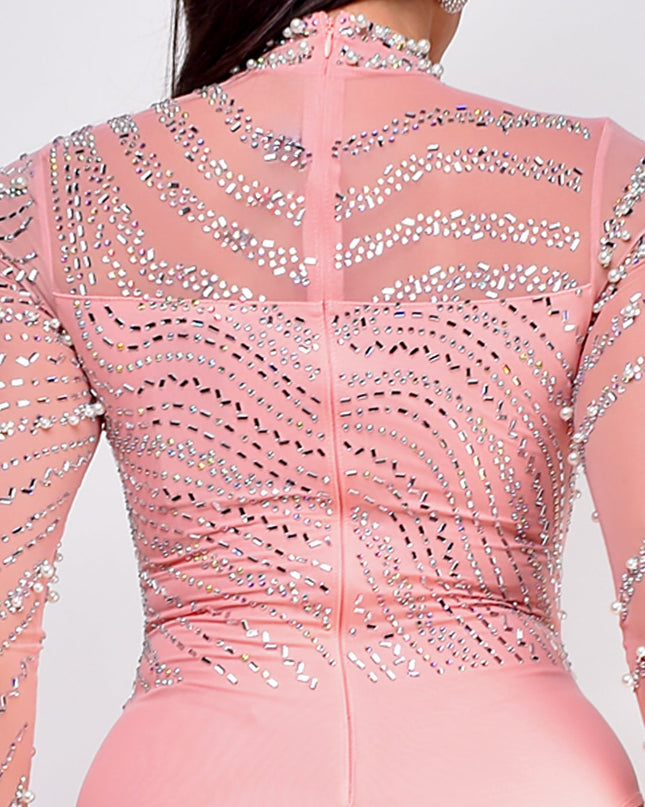 Pink Ayana Rhinestone Bodysuit