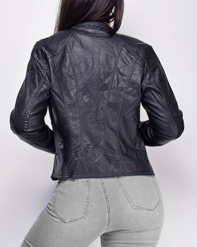Black Classic Faux Leather Jacket