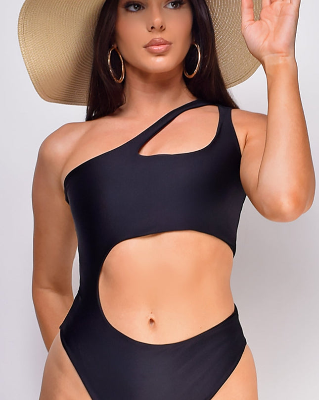 Black Cut Out One Piece Swimsuit