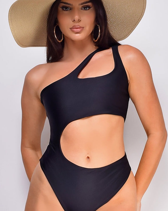 Black Cut Out One Piece Swimsuit