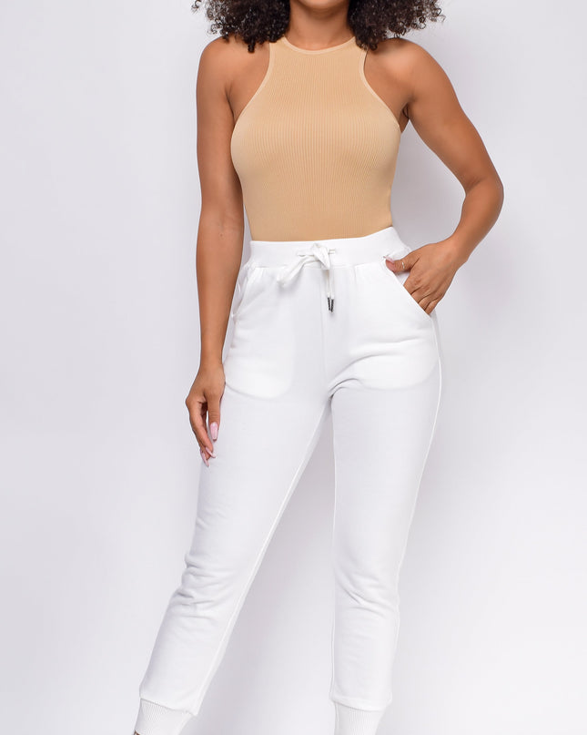 Racerback Nude Beige Ribbed Bodysuit
