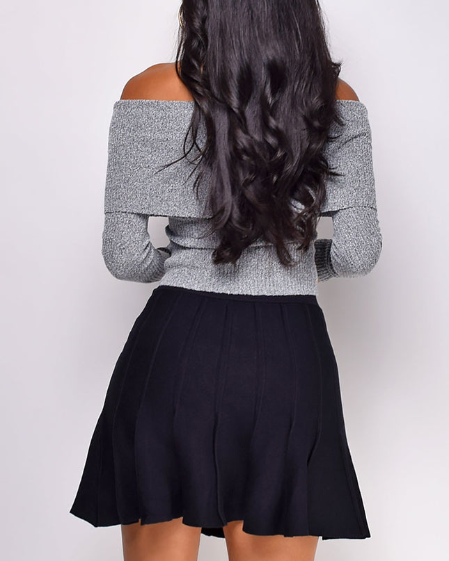 Black Pleated Mini Skirt