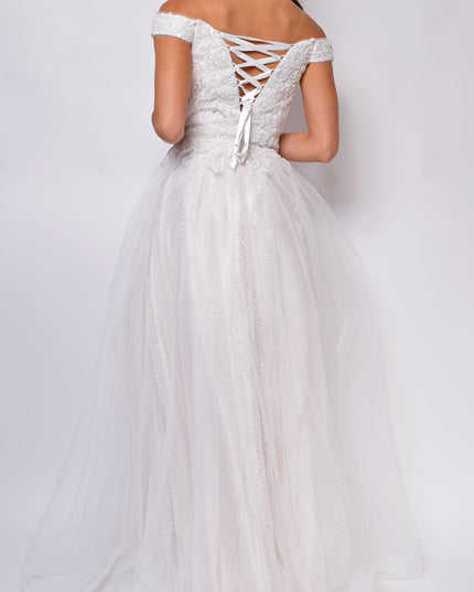 Sweetheart Neckline A-Line Lace Off Shoulder Layered Tulle Skirt Bridal Gown