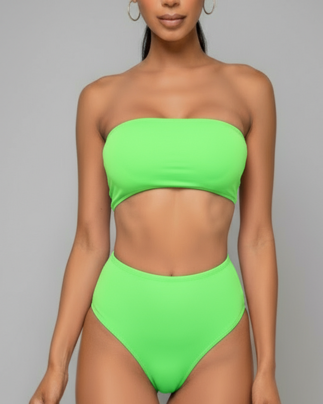 Neon Green Tenara Bandeau Bikini