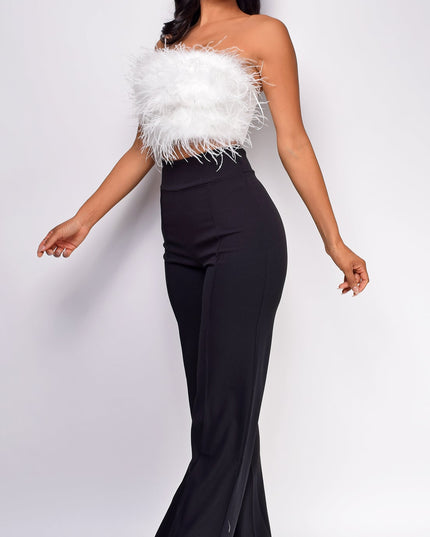 White Feather Crop Top