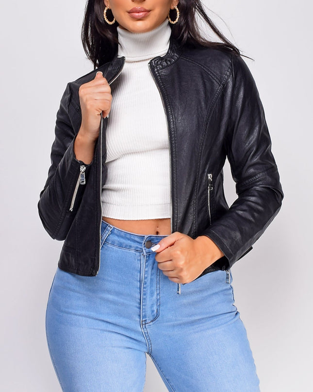 Black Classic Faux Leather Jacket