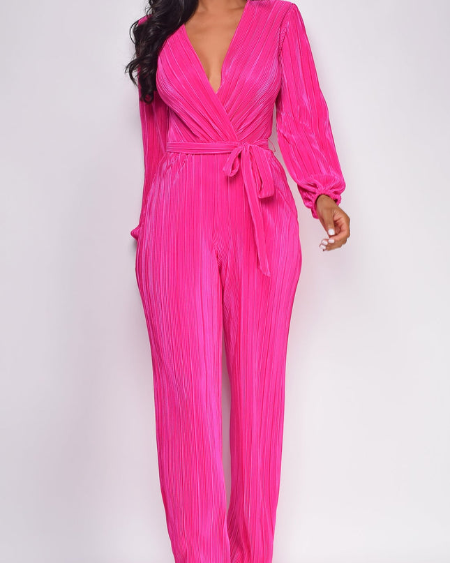 Pink Juna Surplice Jumpsuit