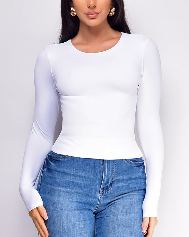 White Basic Long Sleeve Top