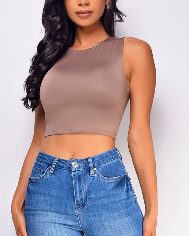 Brown Crop Tank Top