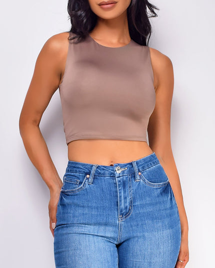 Brown Crop Tank Top