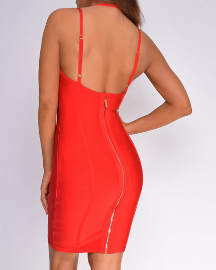 Red Halter Bandage Dress