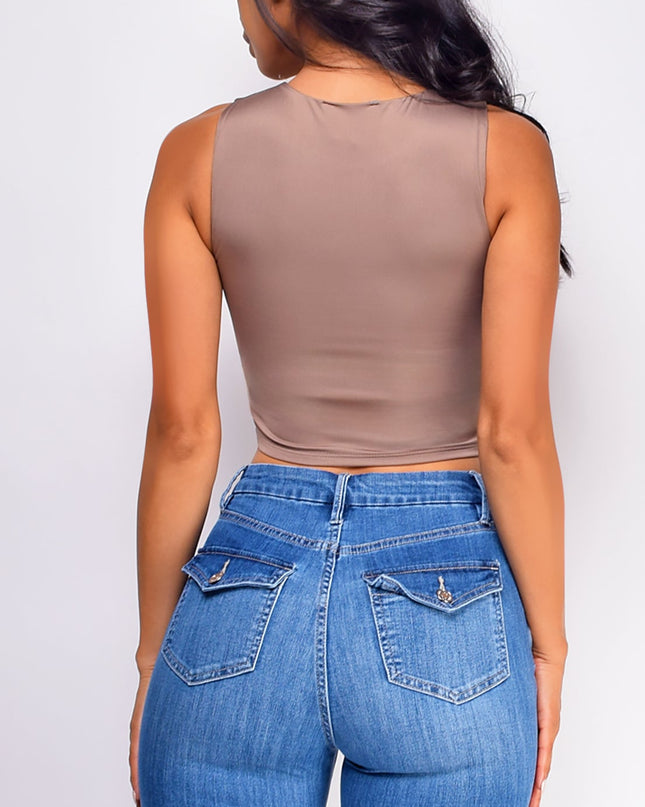 Brown Crop Tank Top